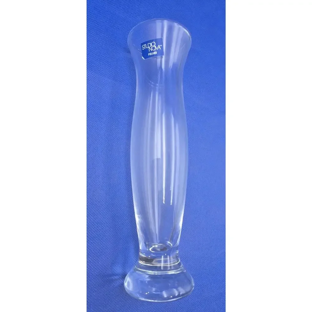 Vintage Studio Nova Clear Lead Crystal Vase Poland 8.5